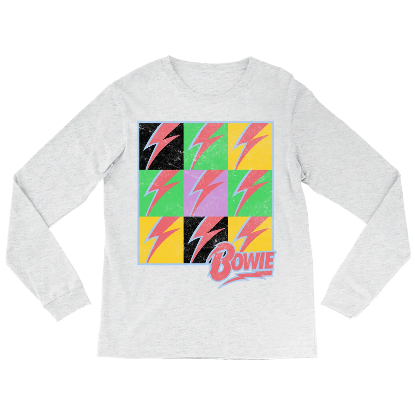 David Bowie Long Sleeve Shirt | Pop Art Bolt Design Distressed David Bowie Shirt