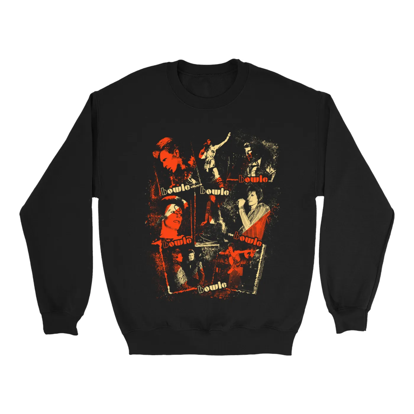 David Bowie Sweatshirt | Ziggy Stardust Photo Collage Distressed (Merchbar Exclusive) David Bowie Sweatshirt