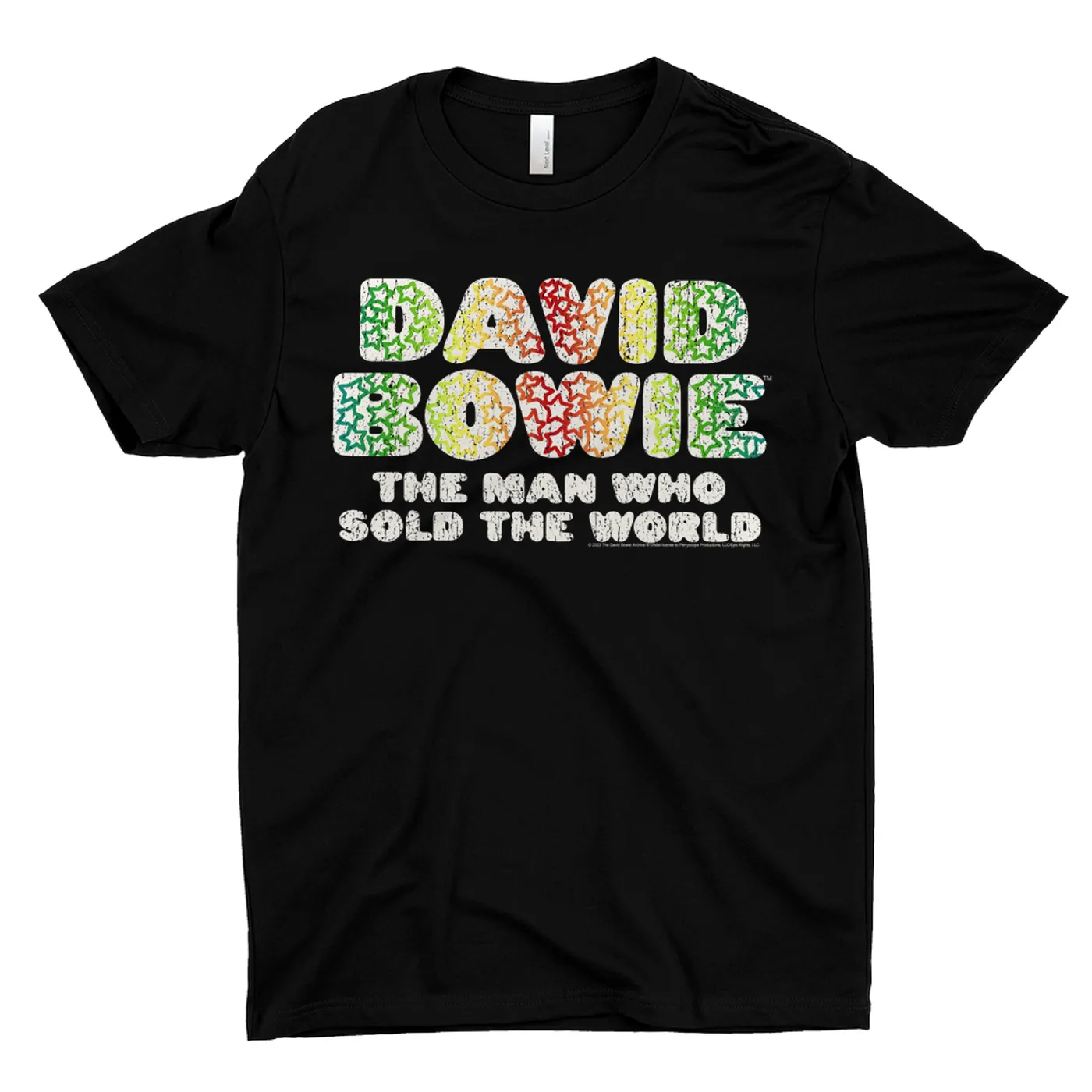 David Bowie T-Shirt | Rainbow Funky The Man Who Sold The World Logo Distressed (Merchbar Exclusive) David Bowie Shirt