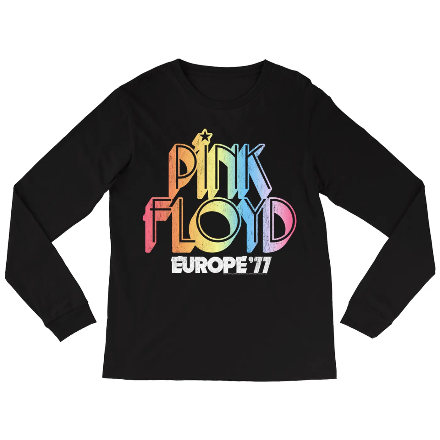Pink Floyd Long Sleeve Shirt | Europe '77 Rainbow Ombre Tour Distressed Pink Floyd Shirt