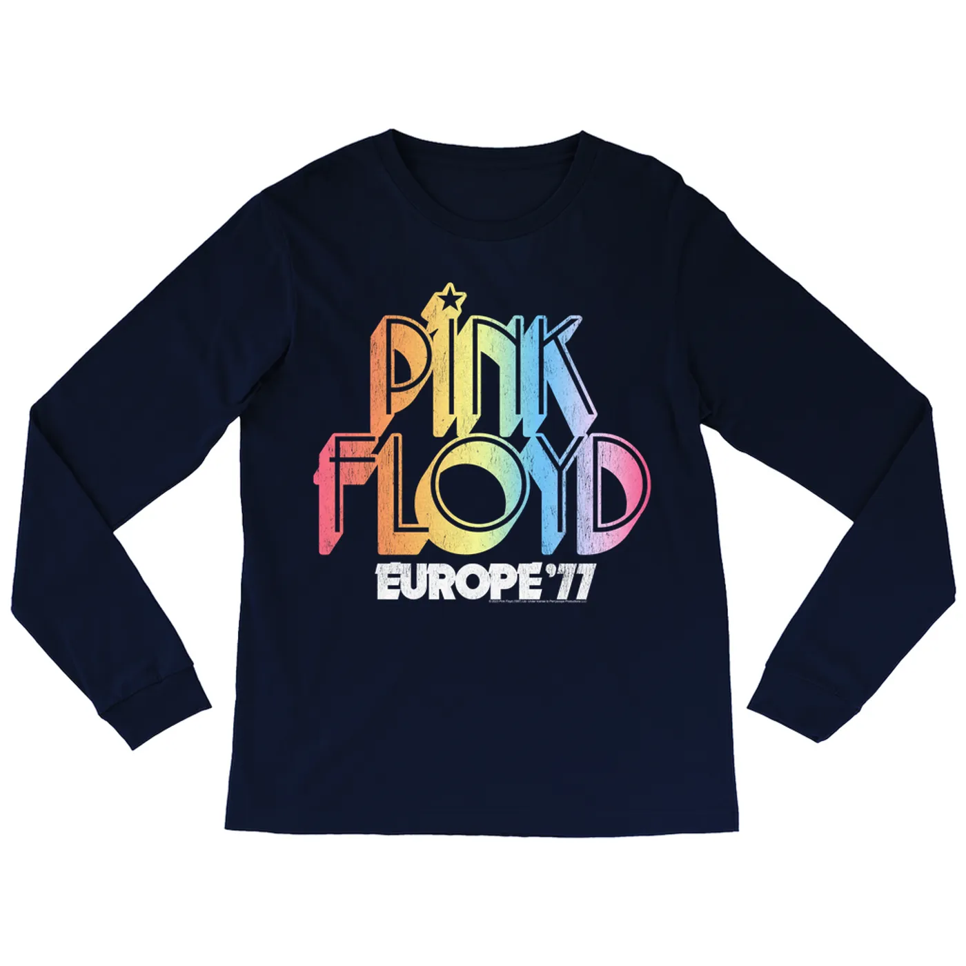 Pink Floyd Long Sleeve Shirt | Europe '77 Rainbow Ombre Tour Distressed Pink Floyd Shirt