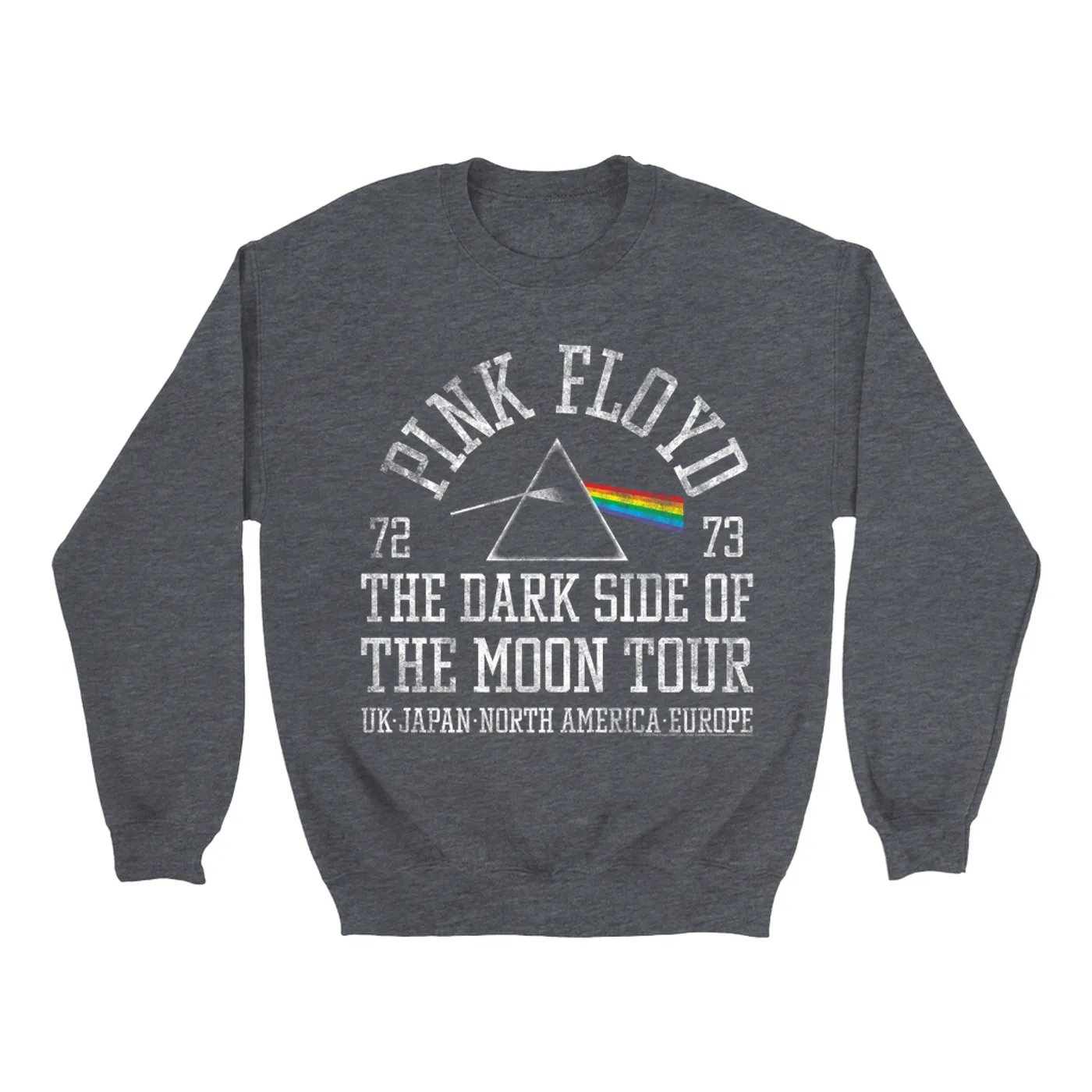 Pink Floyd Sweatshirt | Dark Side Of The Moon World Tour 72-73 Distressed Pink Floyd Sweatshirt