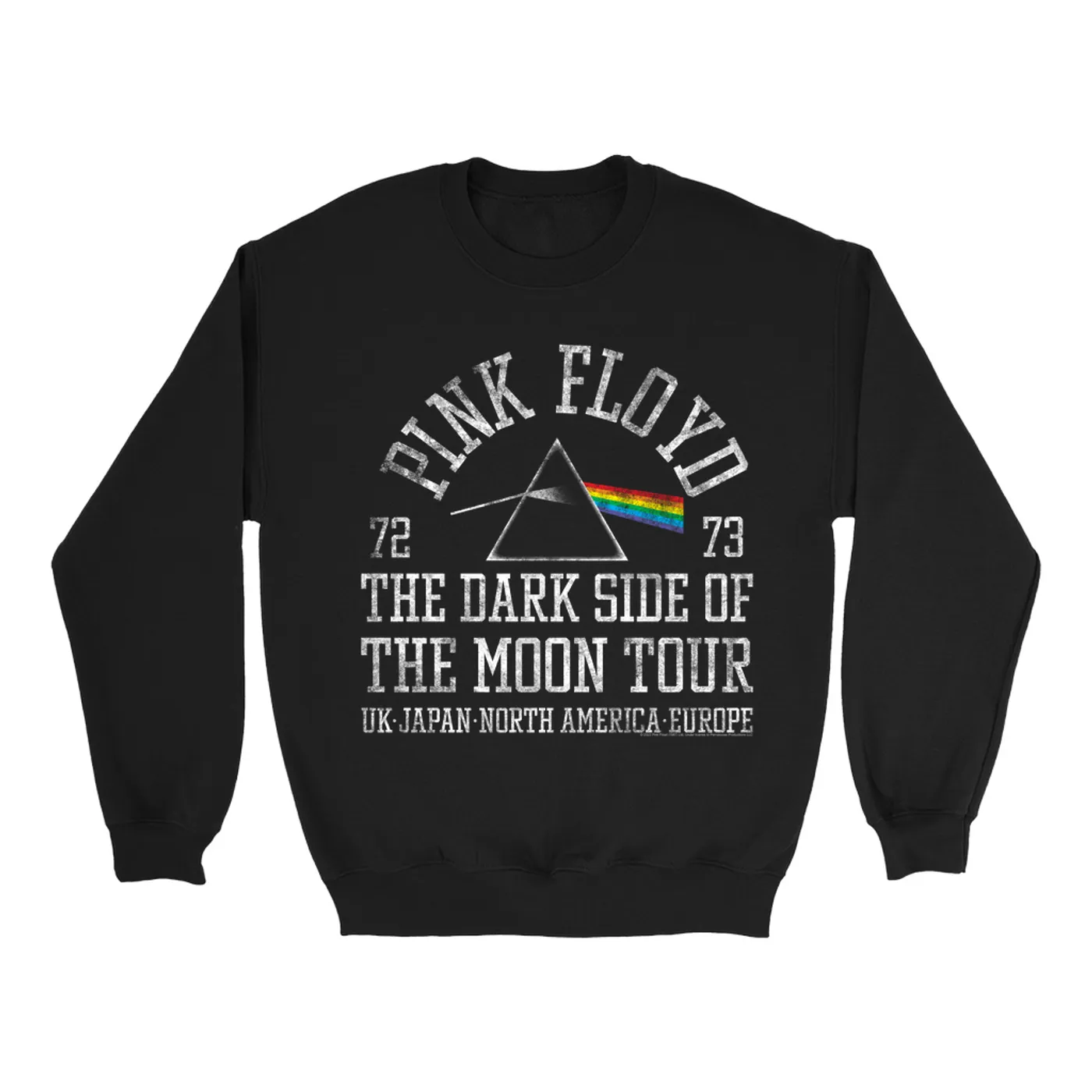 Pink Floyd Sweatshirt | Dark Side Of The Moon World Tour 72-73 Distressed Pink Floyd Sweatshirt