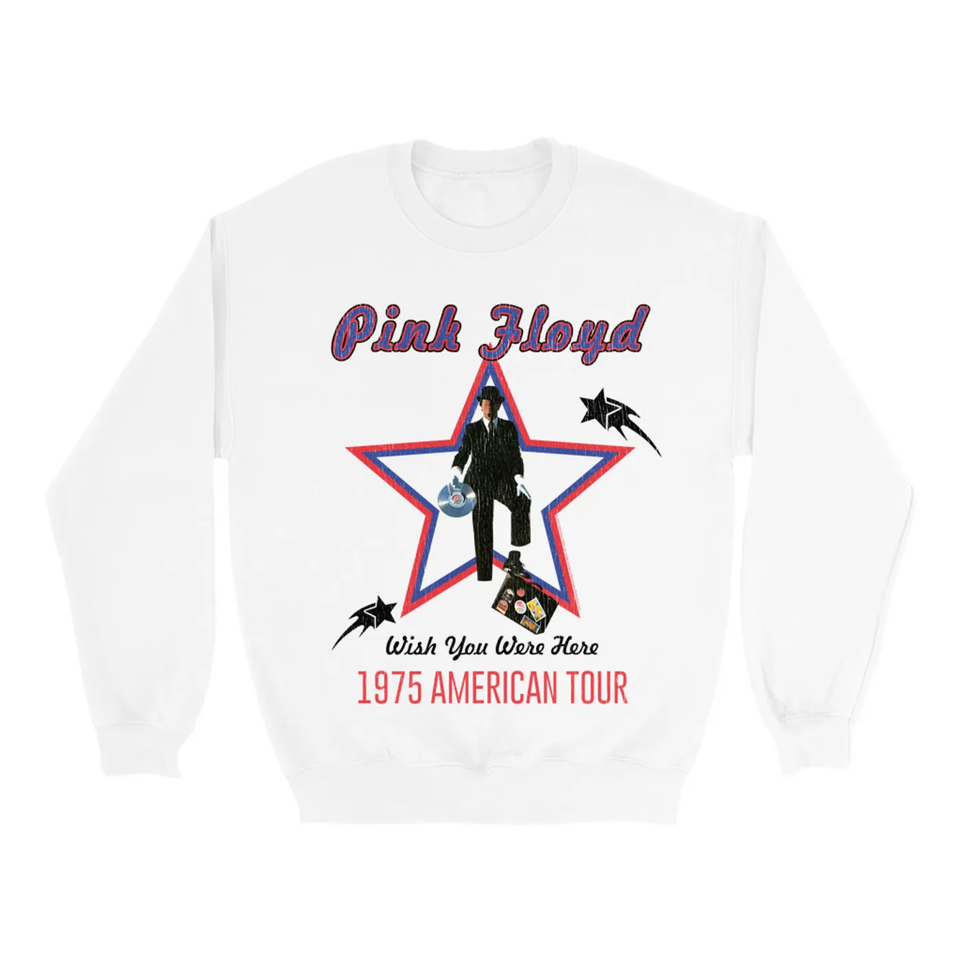 Pink Floyd Sweatshirt | Wish You Were Here 1975 American Tour Distressed Pink Floyd Sweatshirt