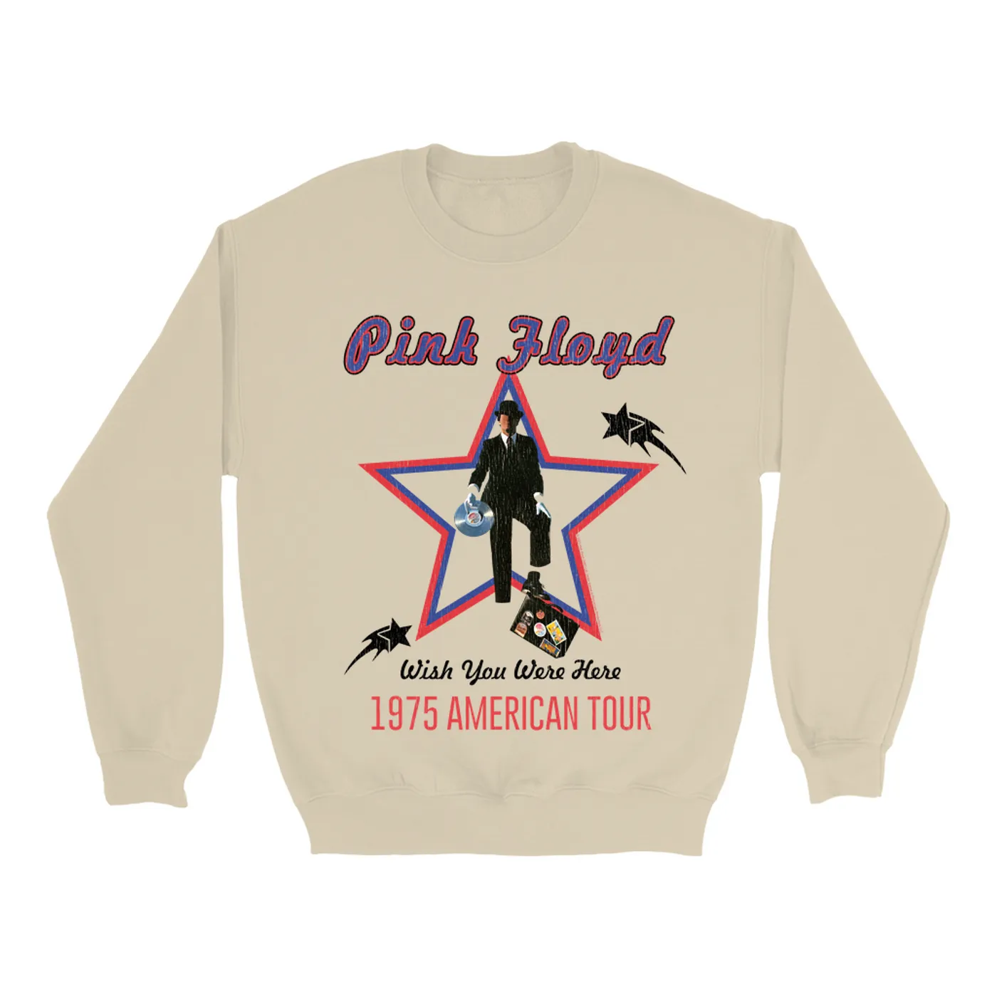 Pink Floyd Sweatshirt | Wish You Were Here 1975 American Tour Distressed Pink Floyd Sweatshirt