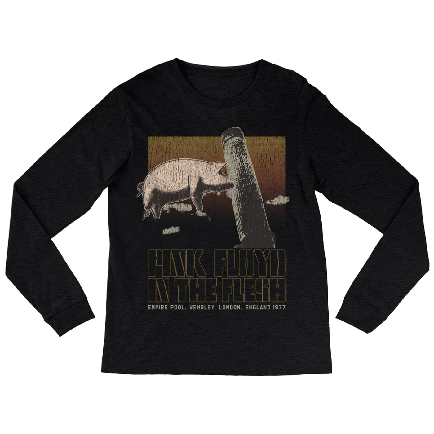 Pink Floyd Long Sleeve Shirt | In The Flesh London England 1977 Distressed Pink Floyd Shirt