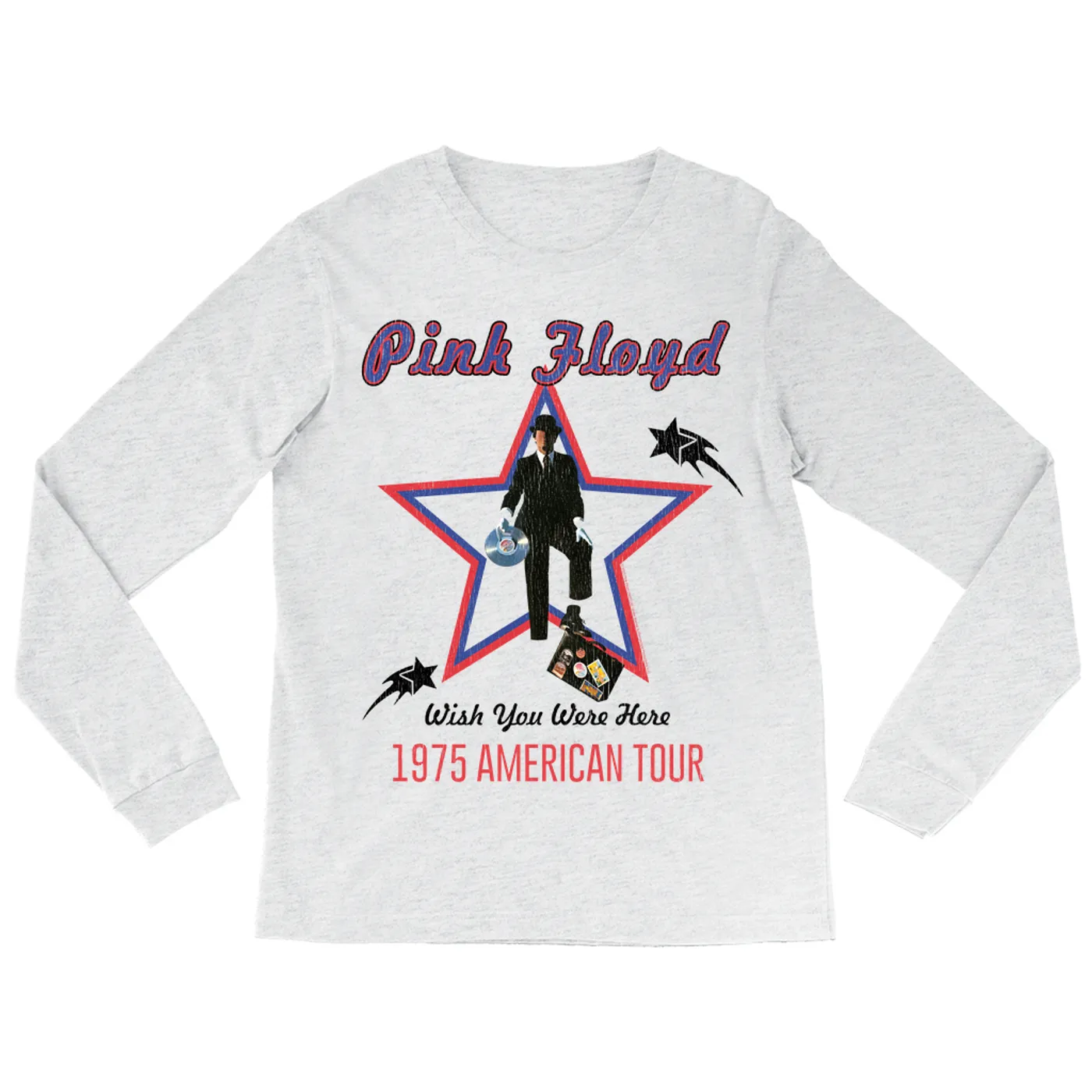 Pink Floyd Long Sleeve Shirt | Wish You Were Here 1975 American Tour Distressed Pink Floyd Shirt