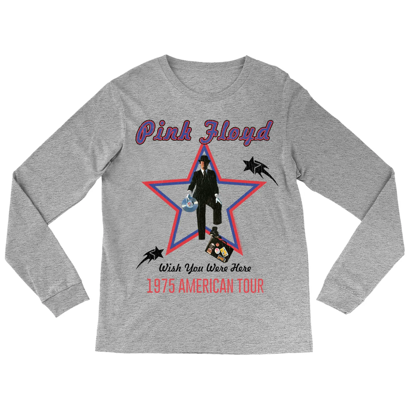 Pink Floyd Long Sleeve Shirt | Wish You Were Here 1975 American Tour Distressed Pink Floyd Shirt