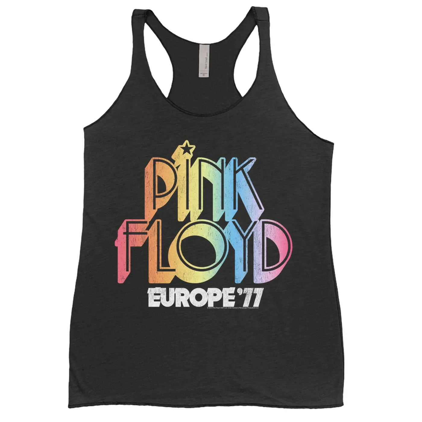 Pink Floyd Ladies' Tank Top | Europe '77 Rainbow Ombre Tour Distressed Pink Floyd Shirt