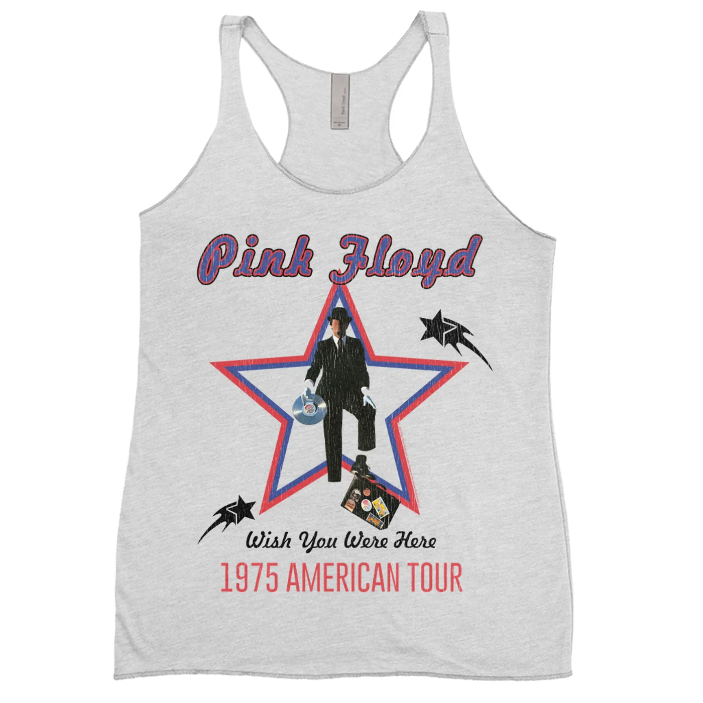 Pink Floyd Ladies' Tank Top | Wish You Were Here 1975 American Tour Distressed Pink Floyd Shirt