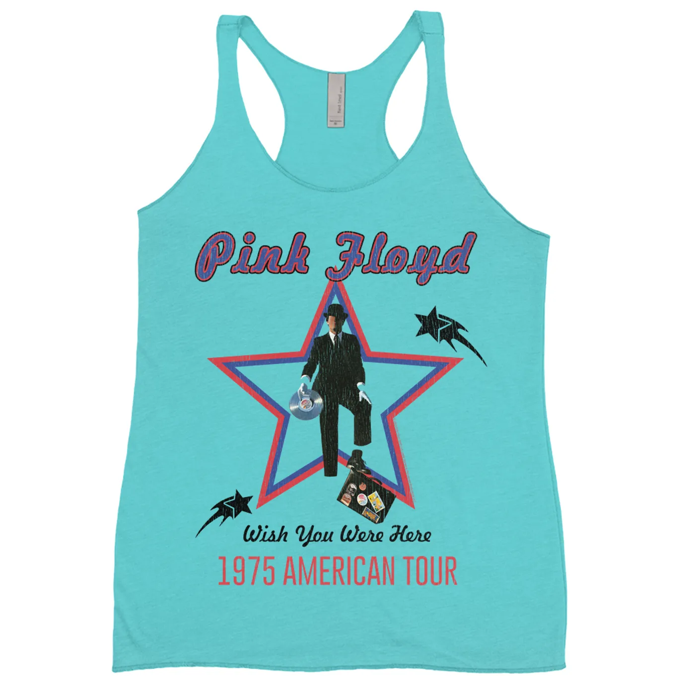 Pink Floyd Ladies' Tank Top | Wish You Were Here 1975 American Tour Distressed Pink Floyd Shirt