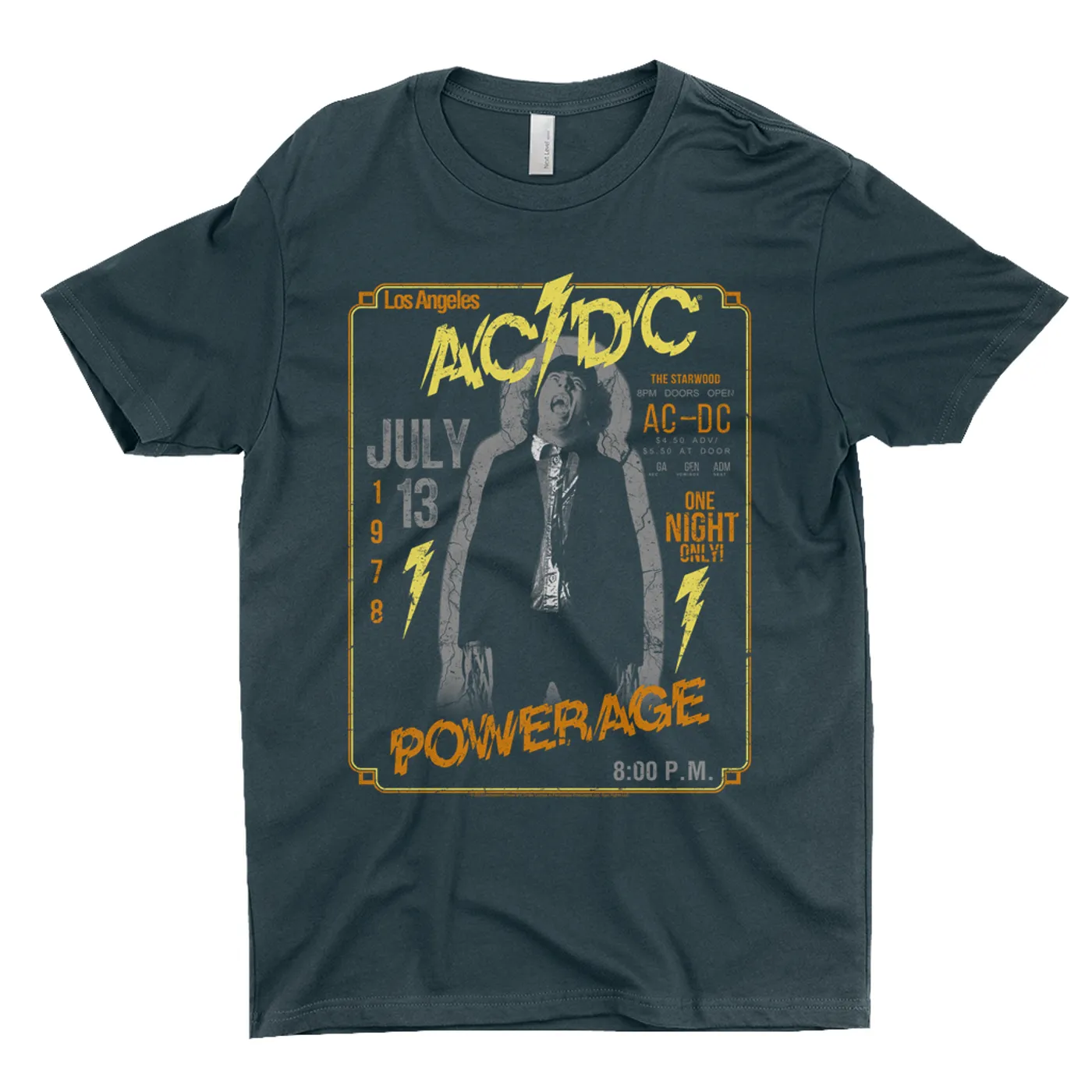 AC/DC T-Shirt | Powerage Los Angeles July 1978 Distressed ACDC Shirt