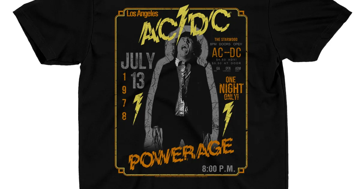 AC/DC T-Shirt | Powerage Los Angeles July 1978 Distressed Shirt