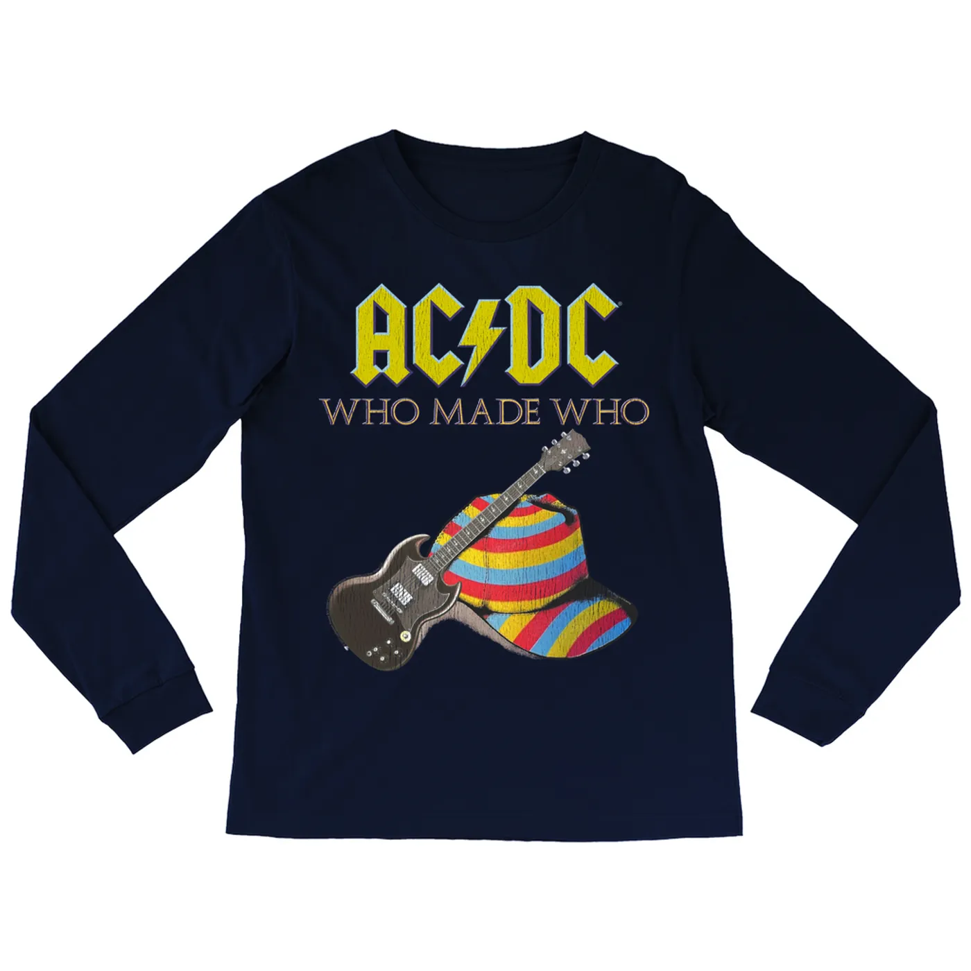 AC/DC Long Sleeve Shirt | Who Made Who Cap And Guitar ACDC Shirt