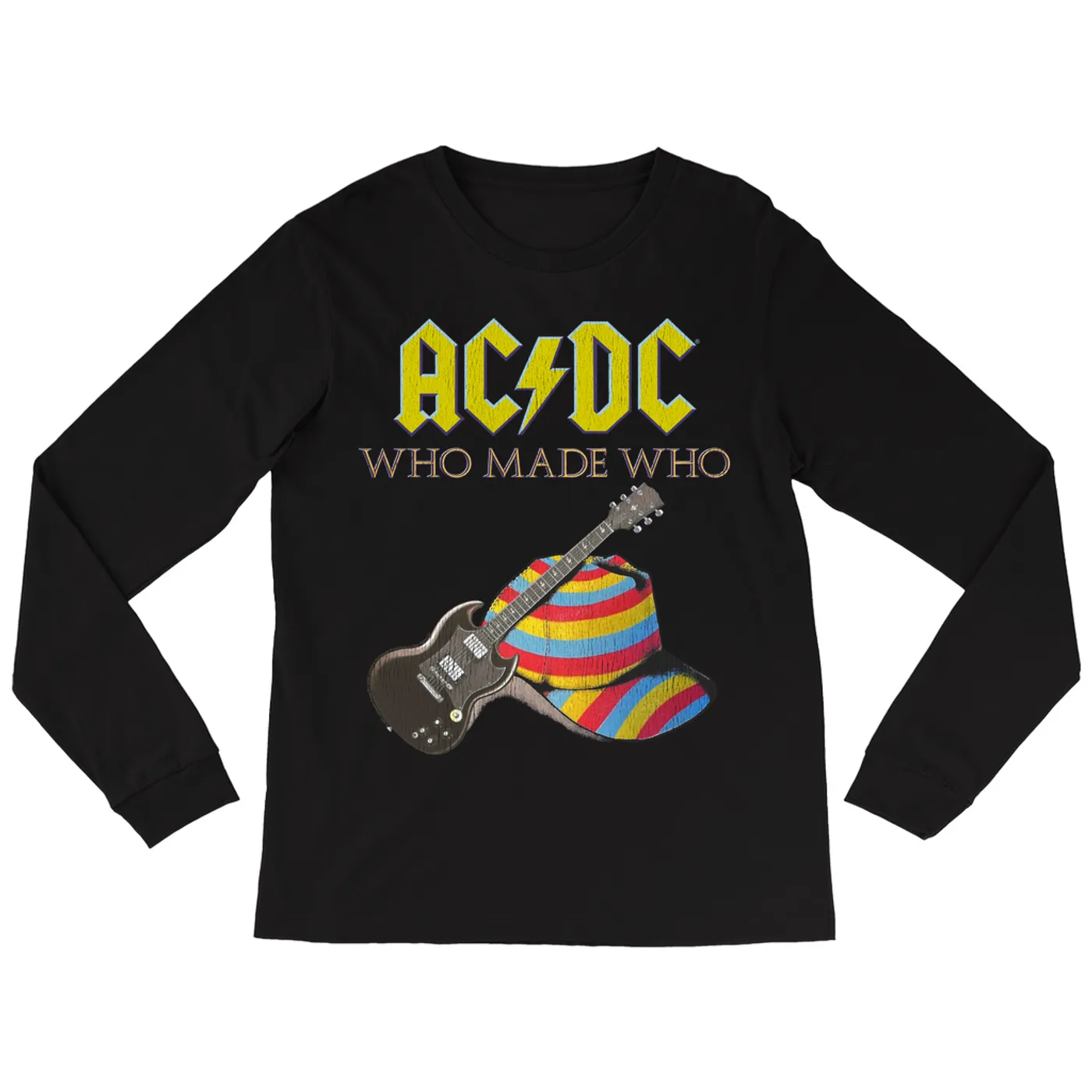 AC/DC Long Sleeve Shirt | Who Made Who Cap And Guitar ACDC Shirt