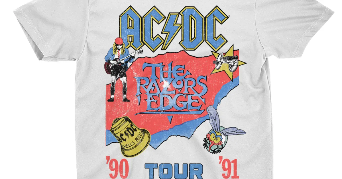 トップス AC/DC 1990 THE RAZORS EDGE TOUR T-SHIRT AC/DC T-Shirt | The Razors Edge Tour 90-91 Shirt