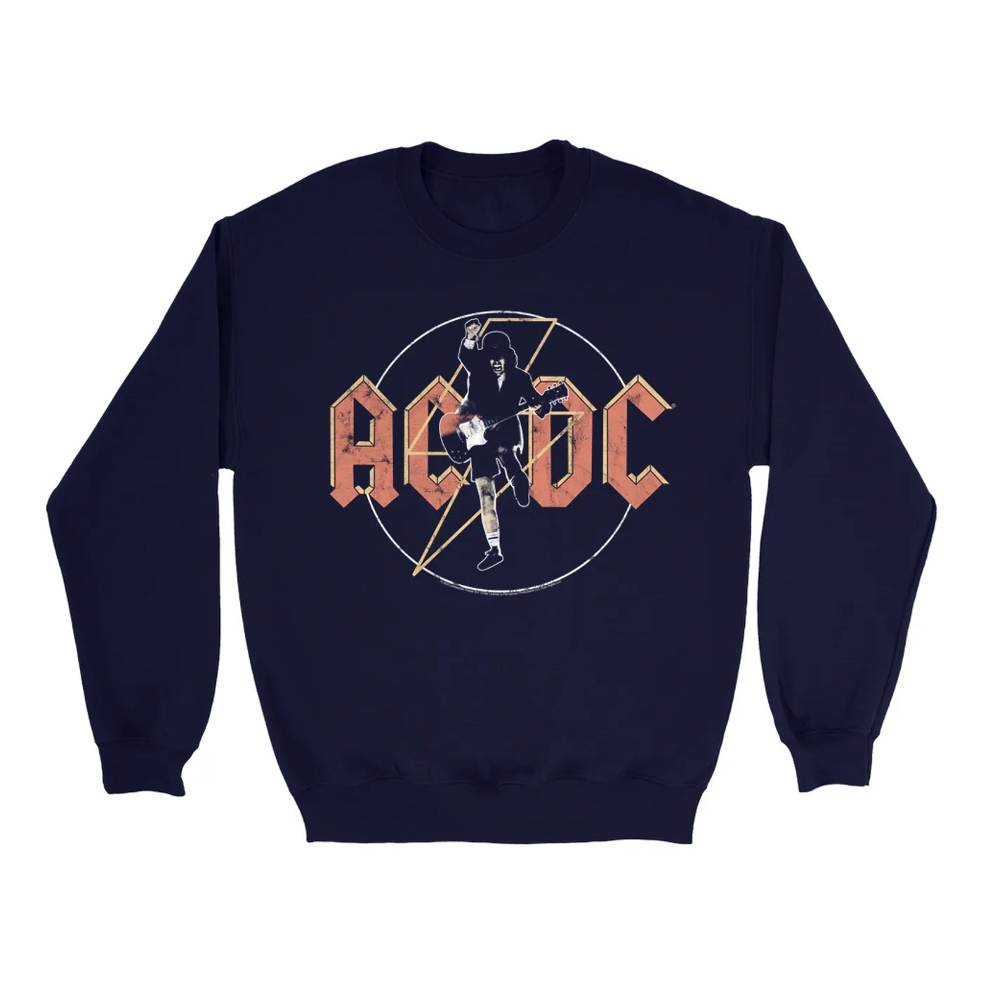 AC/DC Sweatshirt | Angus Young And Logo Distressed ACDC Sweatshirt
