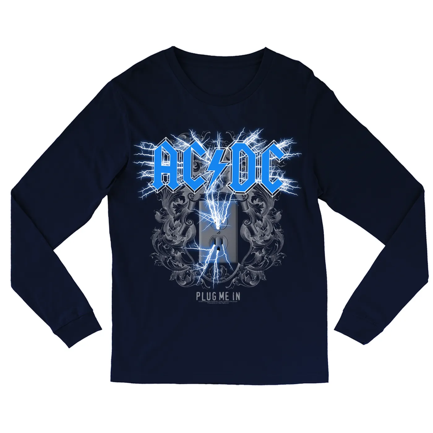 AC/DC Long Sleeve Shirt | Plug Me In Blue (Merchbar Exclusive) ACDC Shirt