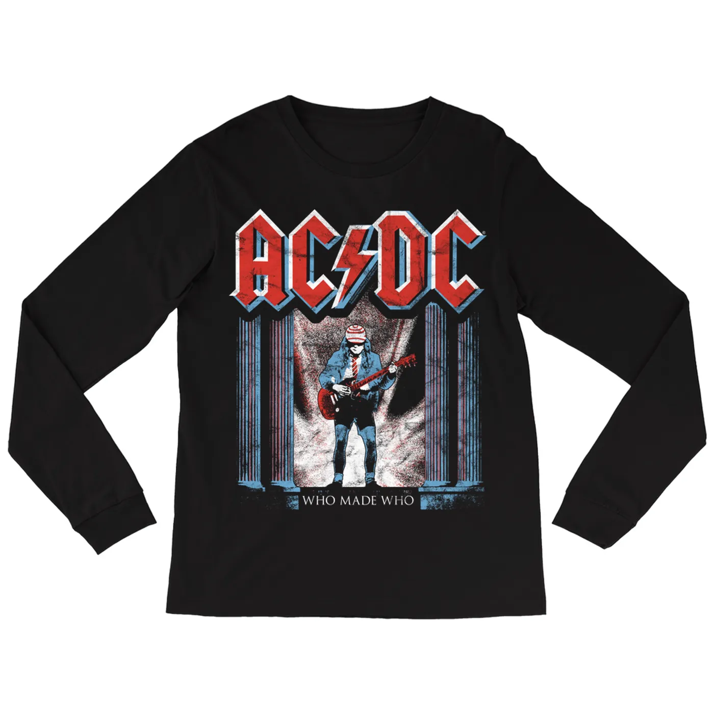 AC/DC Long Sleeve Shirt | Who Made Who Red, White, Blue (Merchbar Exclusive) ACDC Shirt