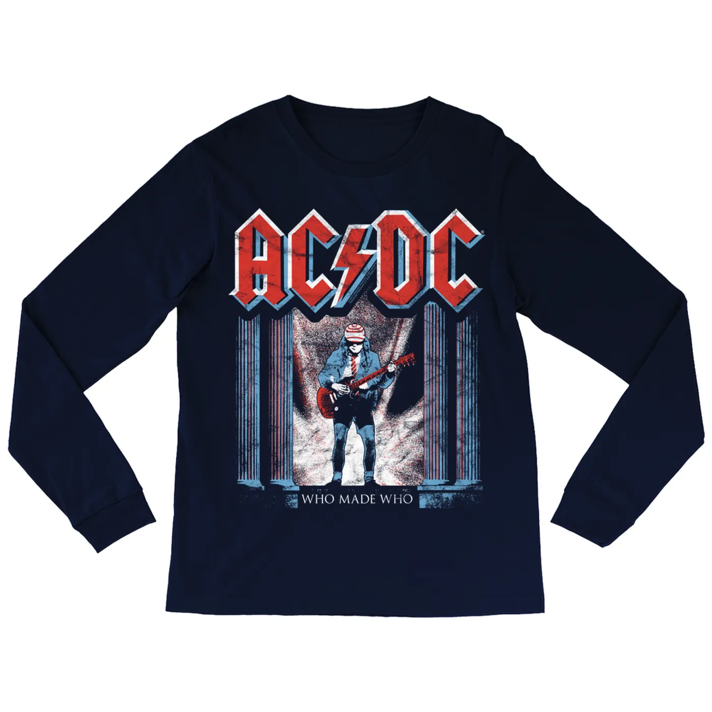 AC/DC Long Sleeve Shirt | Who Made Who Red, White, Blue (Merchbar Exclusive) ACDC Shirt