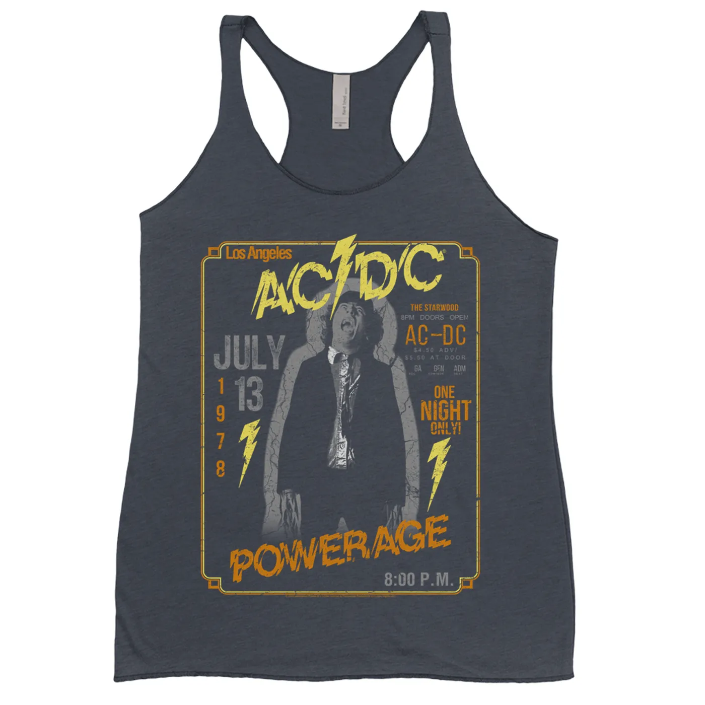 AC/DC Ladies' Tank Top | Powerage Los Angeles July 1978 Distressed ACDC Shirt