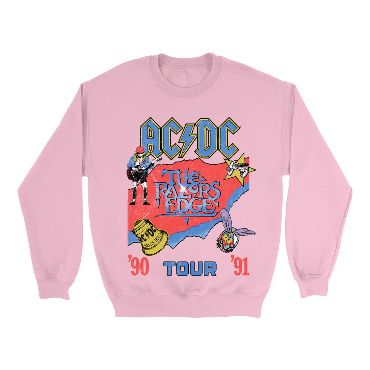 AC/DC Bright Colored Sweatshirt | The Razors Edge Tour 90-91 ACDC Sweatshirt