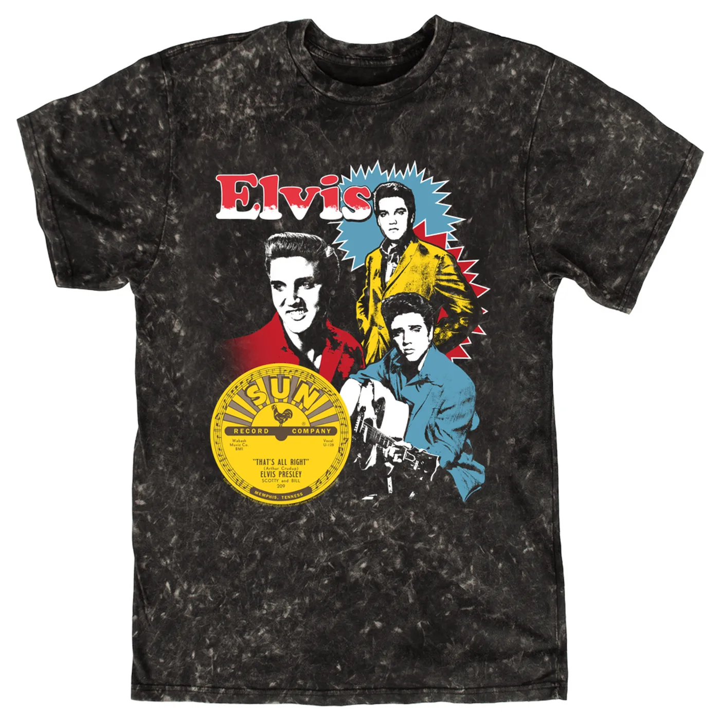 Elvis Presley T-shirt | That's All Right Photo Collage Elvis Presley Mineral Wash Shirt