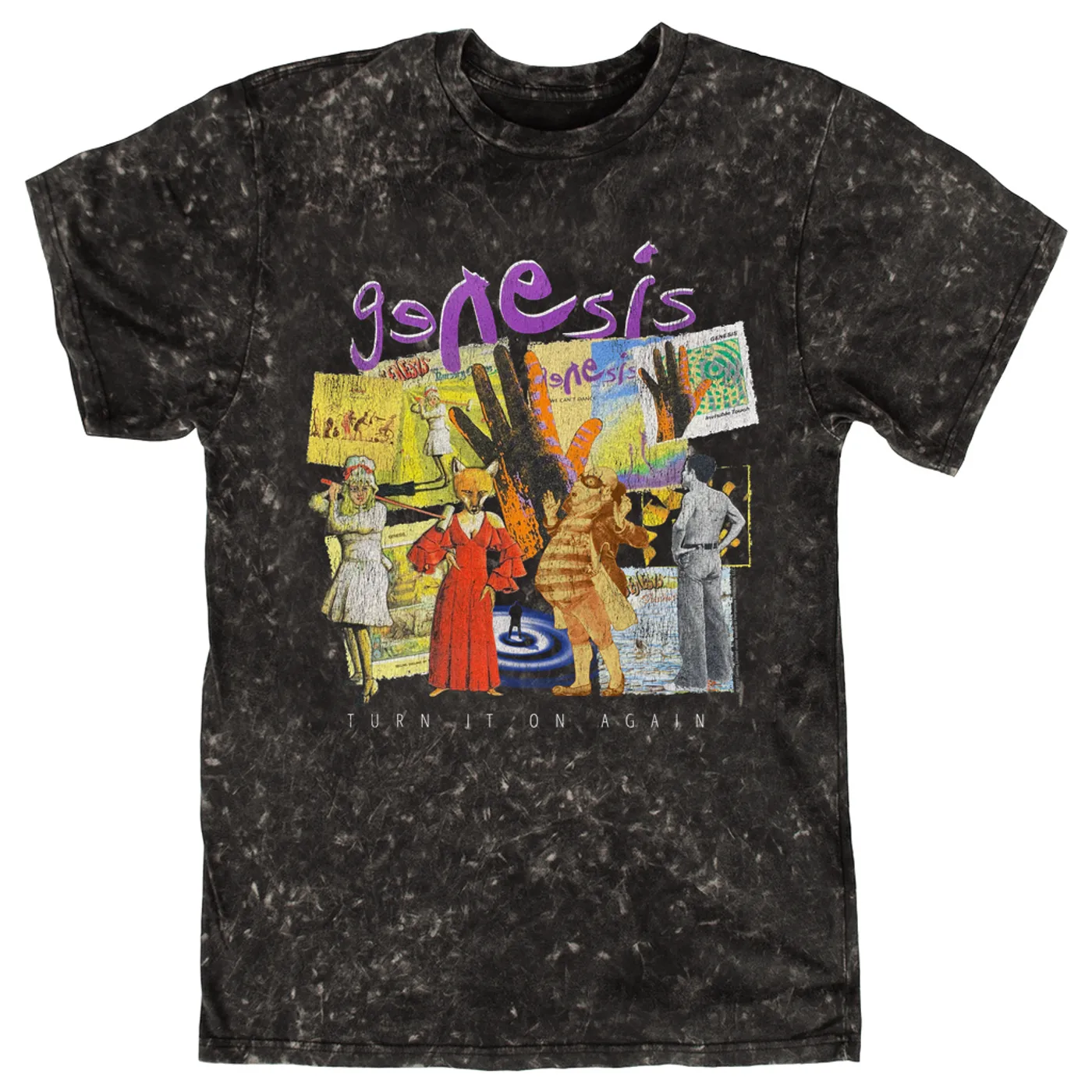 Genesis T-shirt | Ultimate Album Collage Distressed Genesis Mineral Wash Shirt