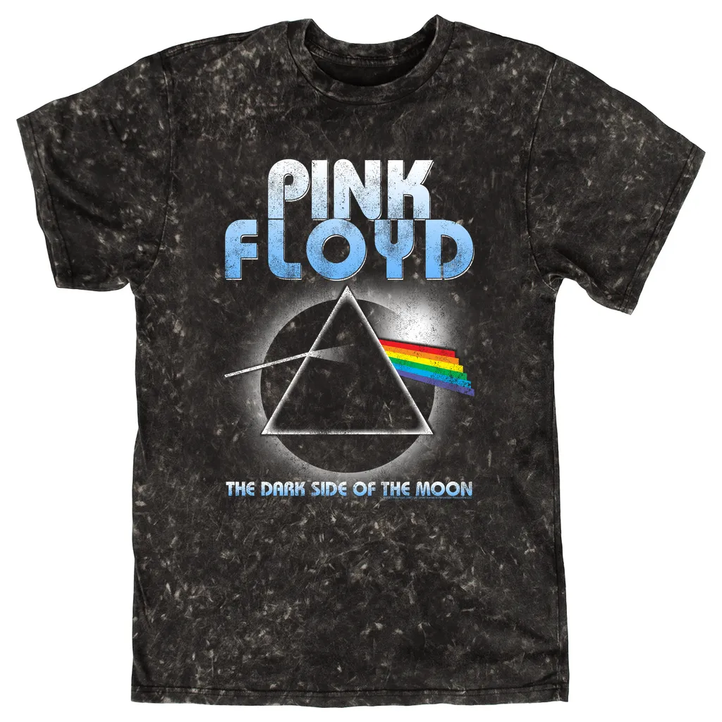 T-shirt | Blue Retro Dark Side Of The Moon Design Distressed Mineral Wash Shirt
