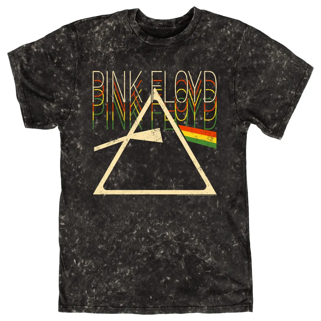 T-shirt | Retro Multi-Color Dark Side Of The Moon Prism Distressed (Equineop Exclusive) Mineral Wash Shirt