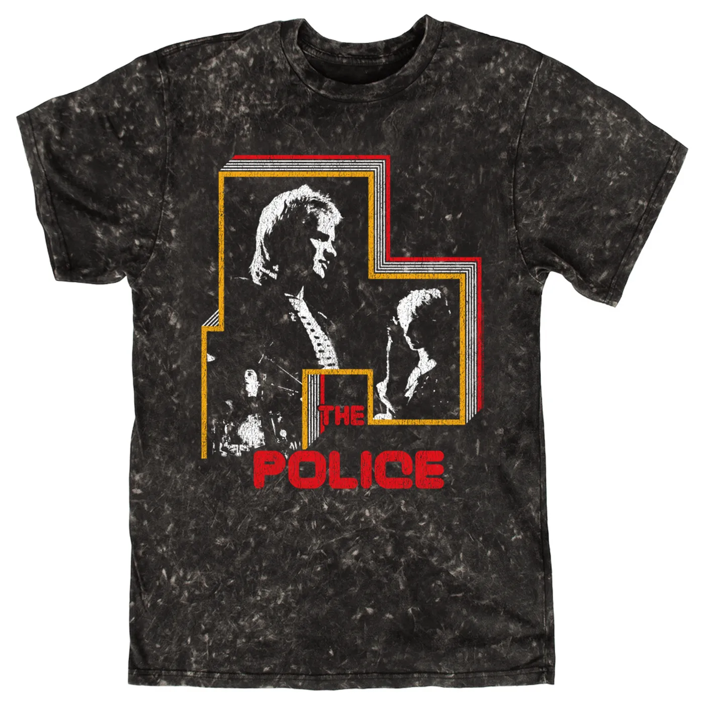 The Police T-shirt | Retro Bordered Shadow Live In Concert Distressed (Merchbar Exclusive) The Police Mineral Wash Shirt