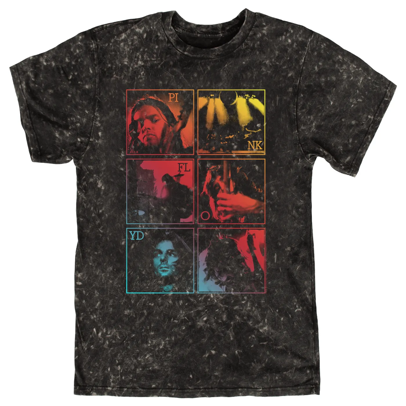 AC/DC Pink Floyd T-shirt | Dark Side Of The Moon Live Group Ombre Image (Merchbar Exclusive) Pink Floyd Mineral Wash Shirt