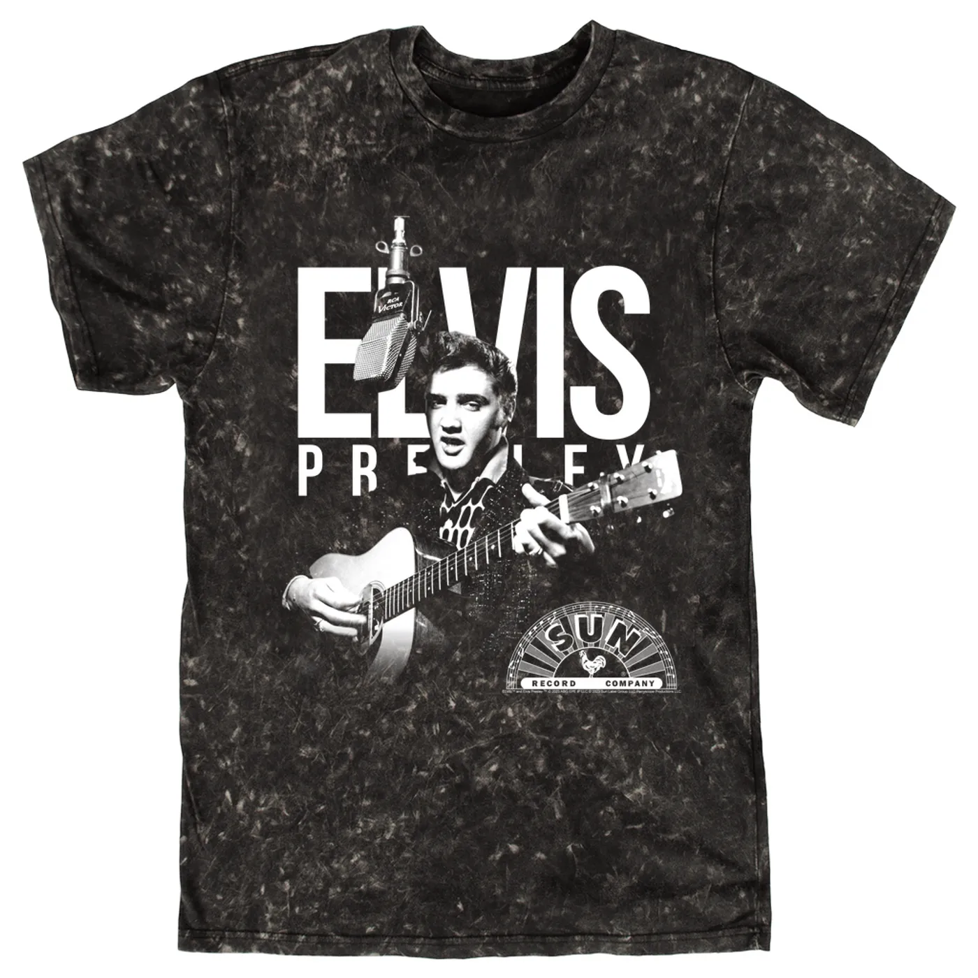 Elvis Presley T-shirt | Performing In White With Logo Elvis Presley Mineral Wash Shirt