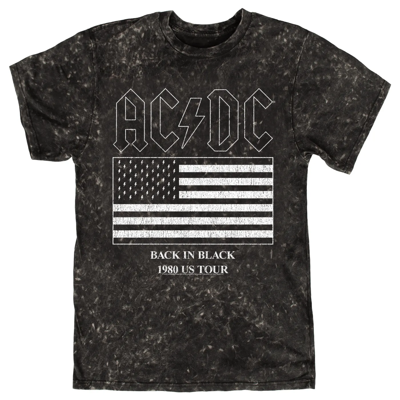 AC/DC T-shirt | Back In Black Flag Tour 1980 Distressed ACDC Mineral Wash Shirt