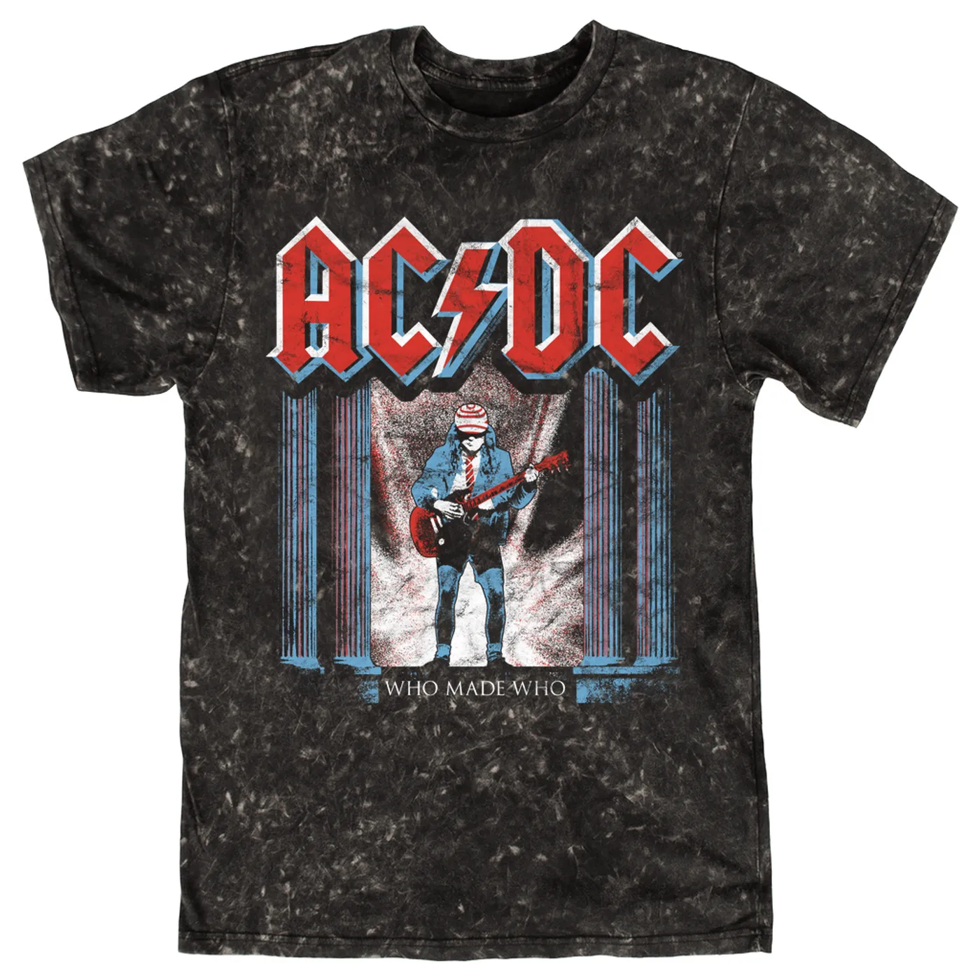 AC/DC T-shirt | Who Made Who Red, White, Blue (Merchbar Exclusive) ACDC Mineral Wash Shirt
