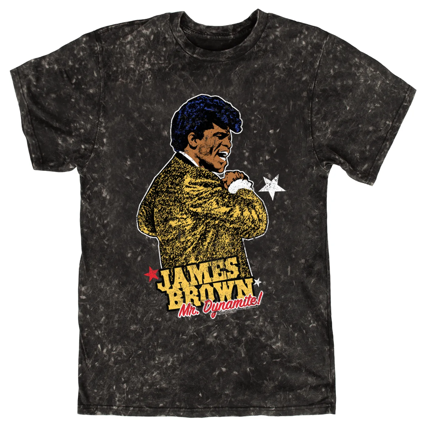James Brown T-shirt | Mr. Dynamite Chalk Effect Distressed James Brown Mineral Wash Shirt