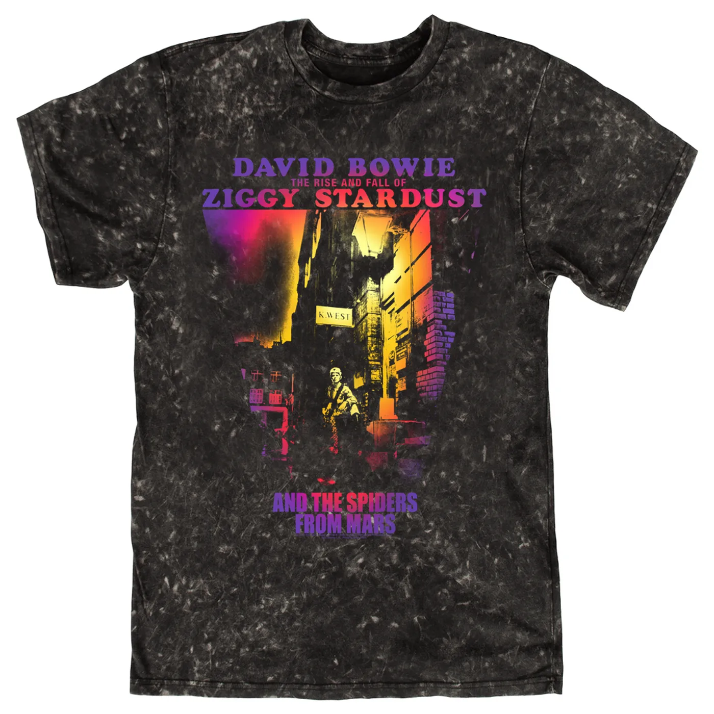 David Bowie T-shirt | Rainbow Ombre The Rise And Fall Of Ziggy Stardust David Bowie Mineral Wash Shirt