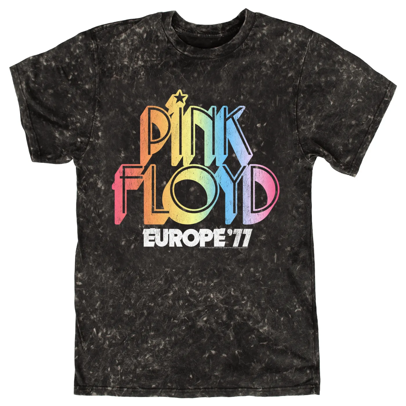 Pink Floyd T-shirt | Europe '77 Rainbow Ombre Tour Distressed Pink Floyd Mineral Wash Shirt