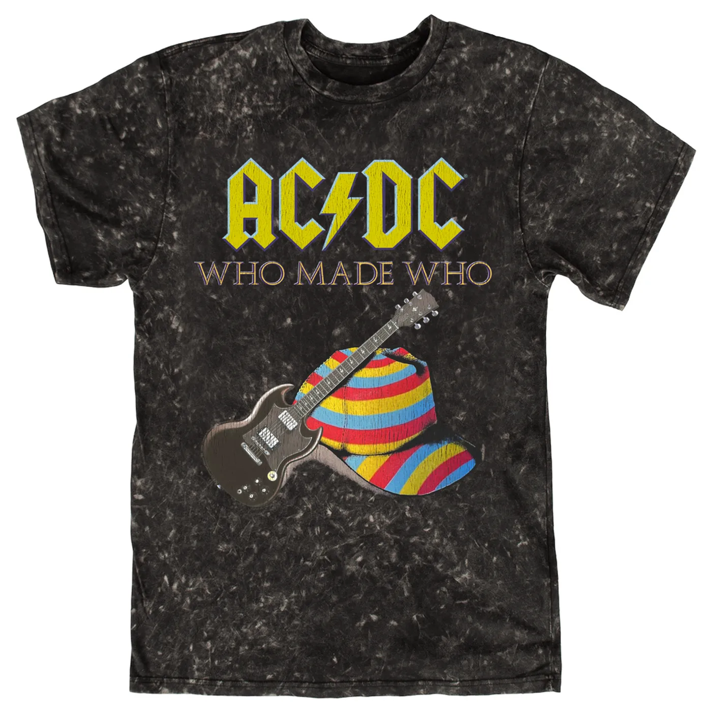 AC/DC T-shirt | Who Made Who Cap And Guitar ACDC Mineral Wash Shirt