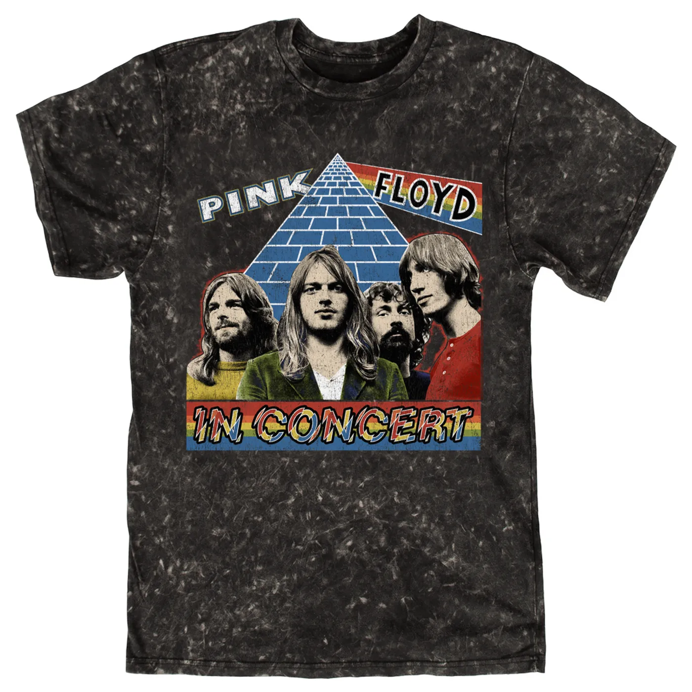 Pink Floyd T-shirt | Dark Side Of The Moon In Concert Distressed Pink Floyd Mineral Wash Shirt