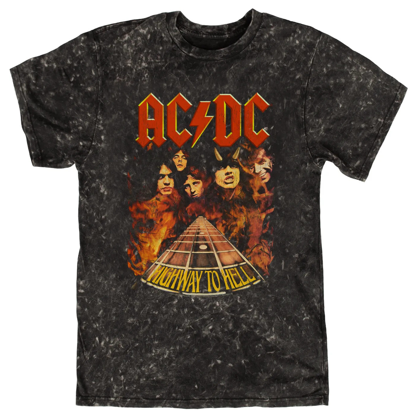 AC/DC T-shirt | Highway To Hell In Flames ACDC Mineral Wash Shirt