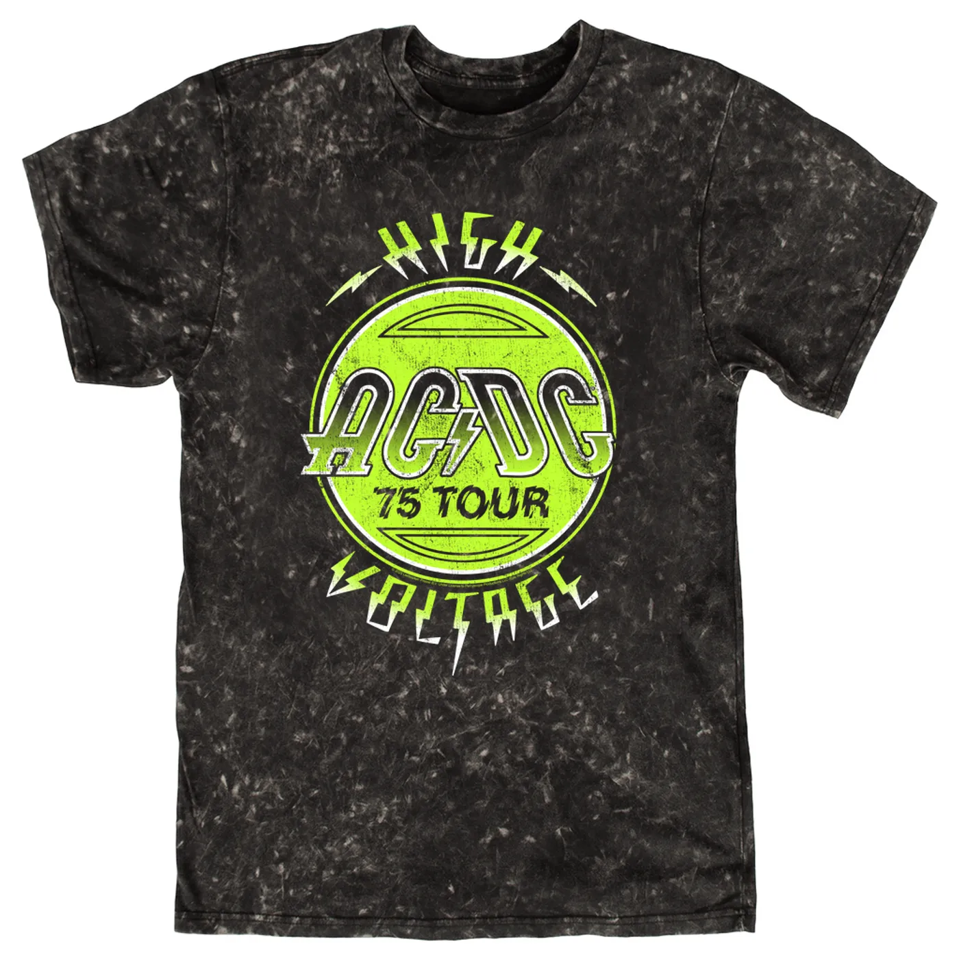 AC/DC T-shirt | Electric Green High Voltage Design (Merchbar Exclusive) ACDC Mineral Wash Shirt