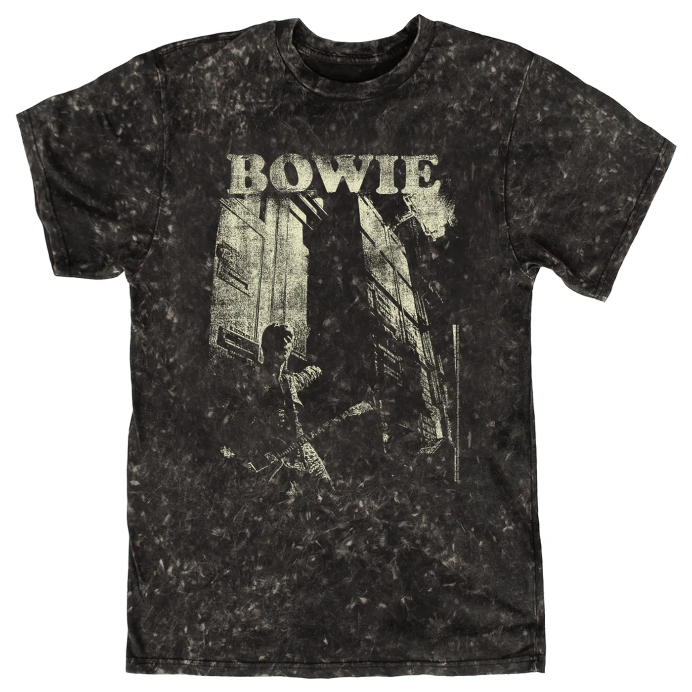 David Bowie T-shirt | David Bowie With Guitar Distressed David Bowie Mineral Wash Shirt