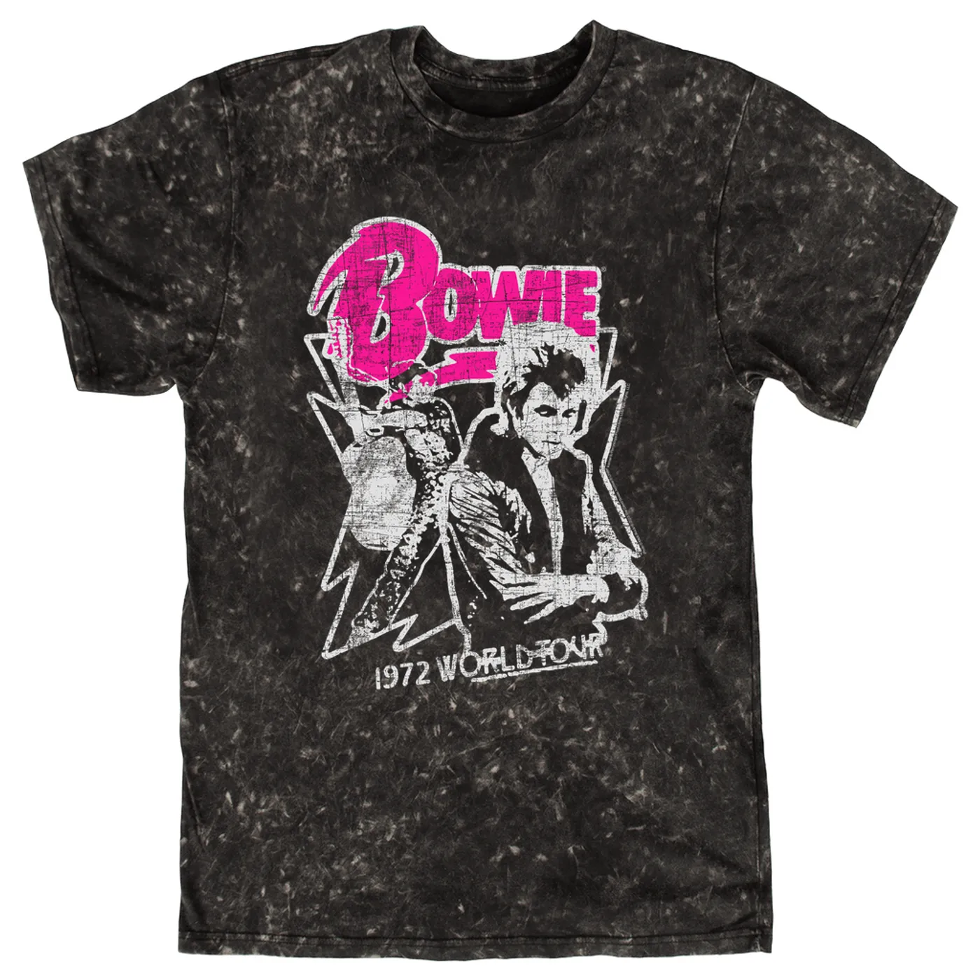 David Bowie T-shirt | Pink And Silver 1972 World Tour Distressed (Merchbar Exclusive) David Bowie Mineral Wash Shirt