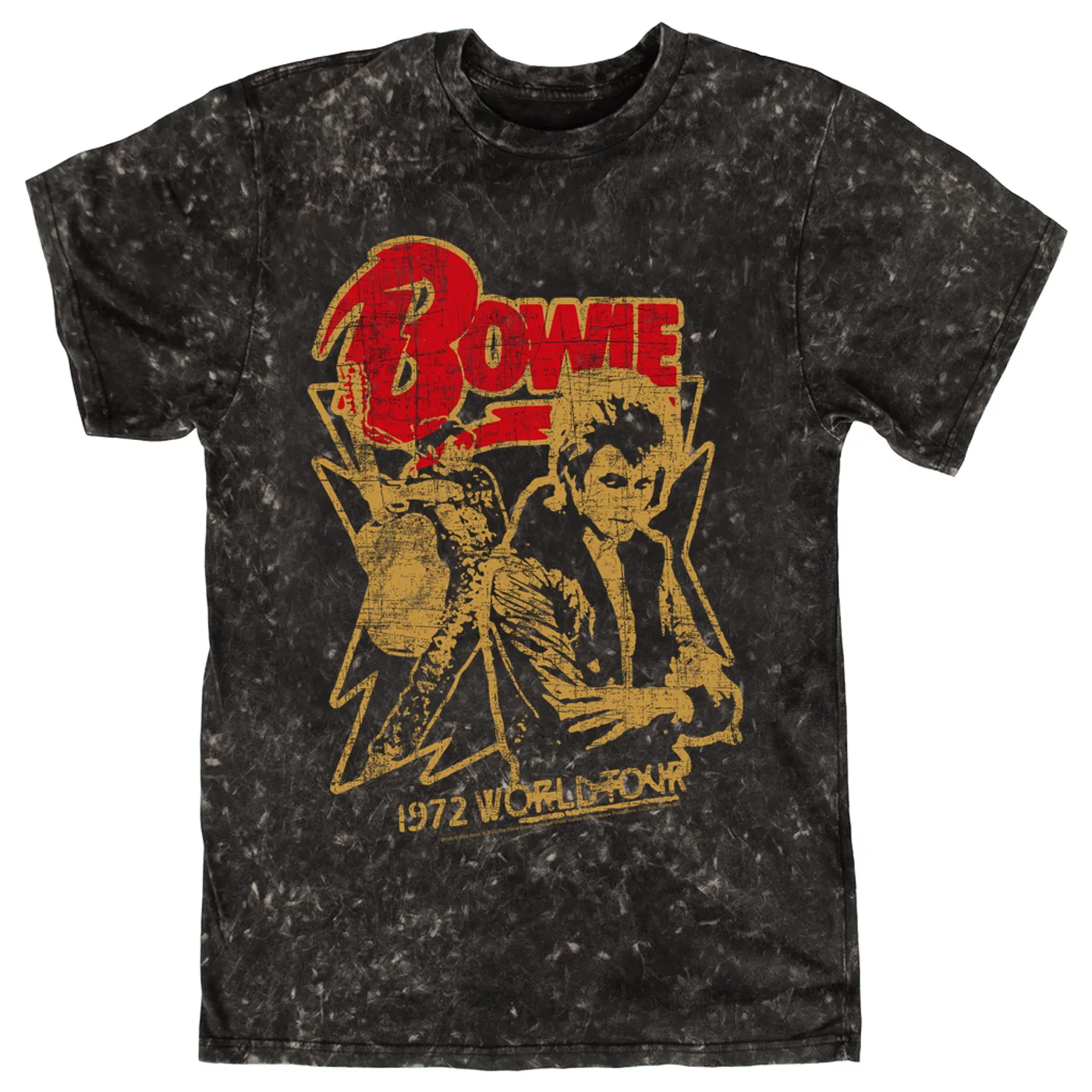 David Bowie T-shirt | 1972 World Tour Design Distressed (Merchbar Exclusive) David Bowie Mineral Wash Shirt