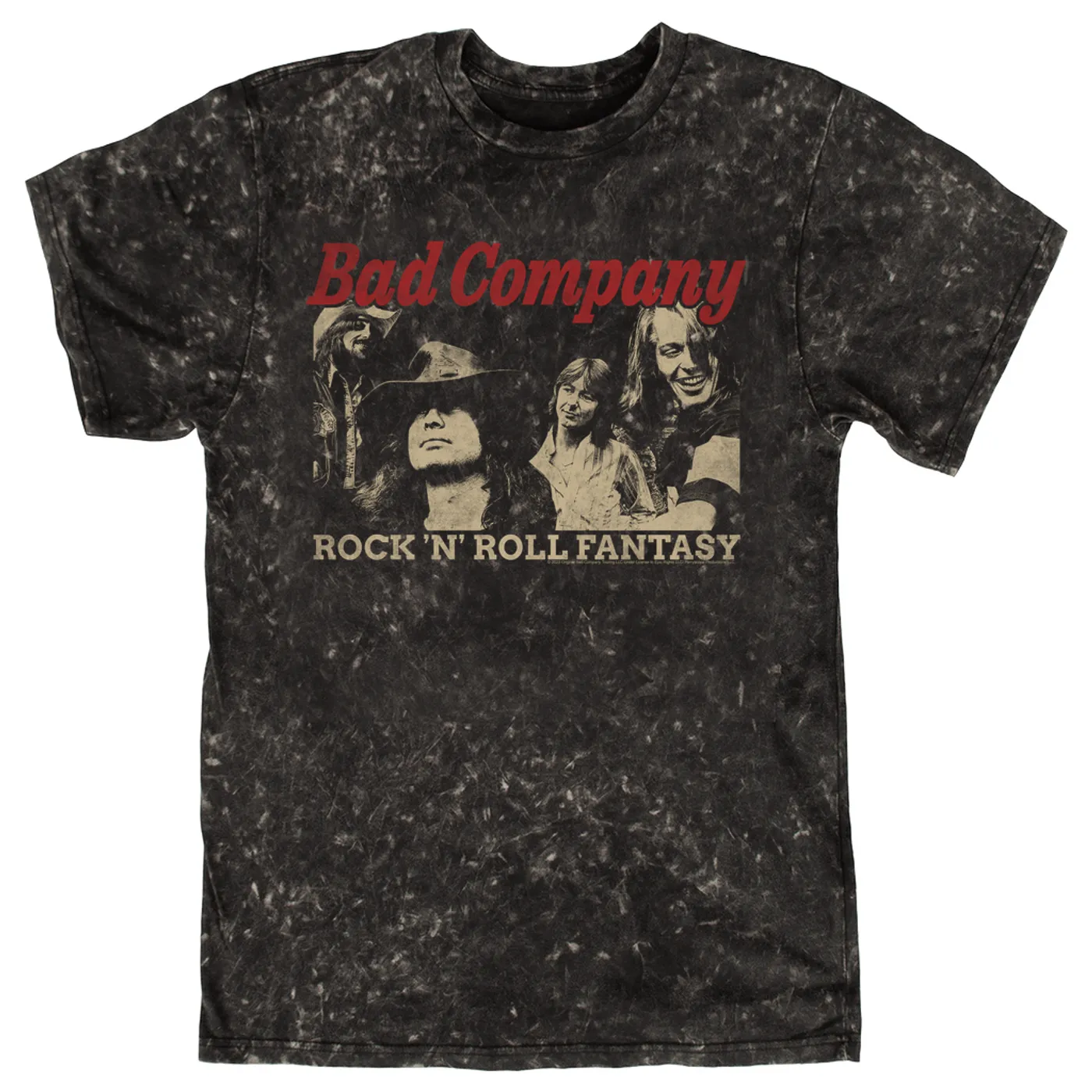 Bad Company T-shirt | Rock n' Roll Fantasy Album Design Distressed Bad Company Mineral Wash Shirt