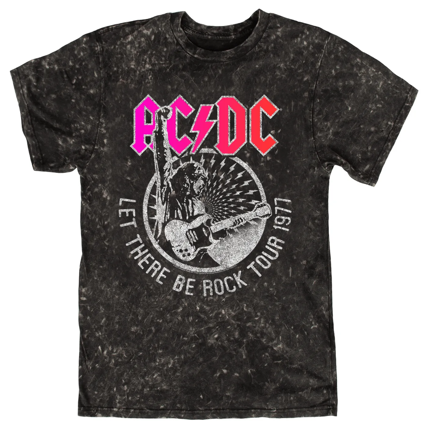 AC/DC T-shirt | Let There Be Rock Tour 1977 Silver Bling Design (Merchbar Exclusive) ACDC Mineral Wash Shirt