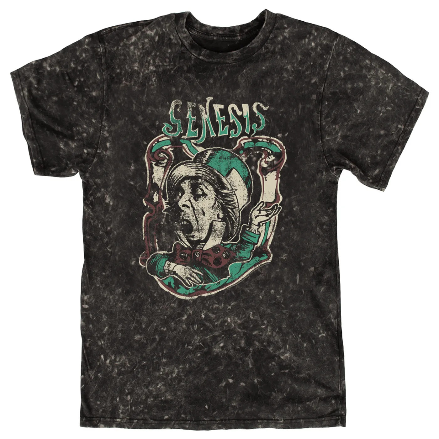 Genesis T-shirt | Genesis And The Mad Hatter Distressed (Merchbar Exclusive) Genesis Mineral Wash Shirt