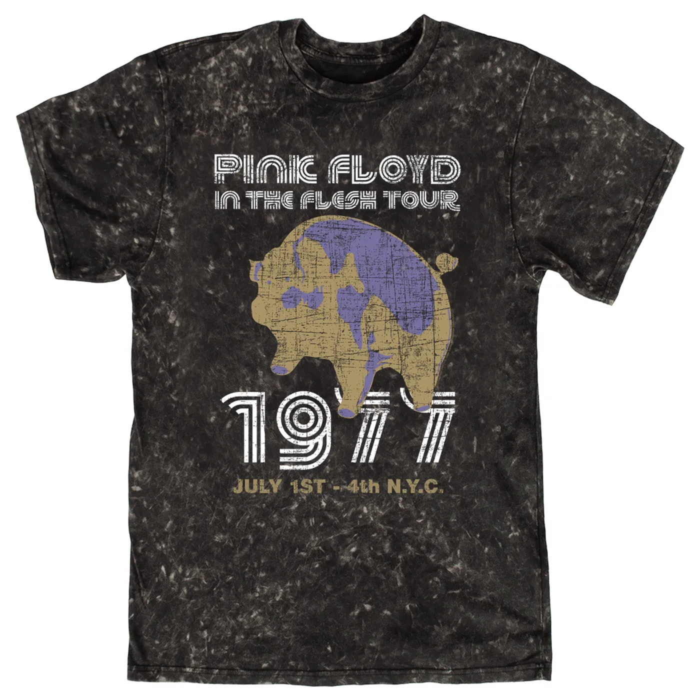 Pink Floyd T-shirt | In The Flesh 1977 NYC Concert Distressed (Merchbar Exclusive) Pink Floyd Mineral Wash Shirt