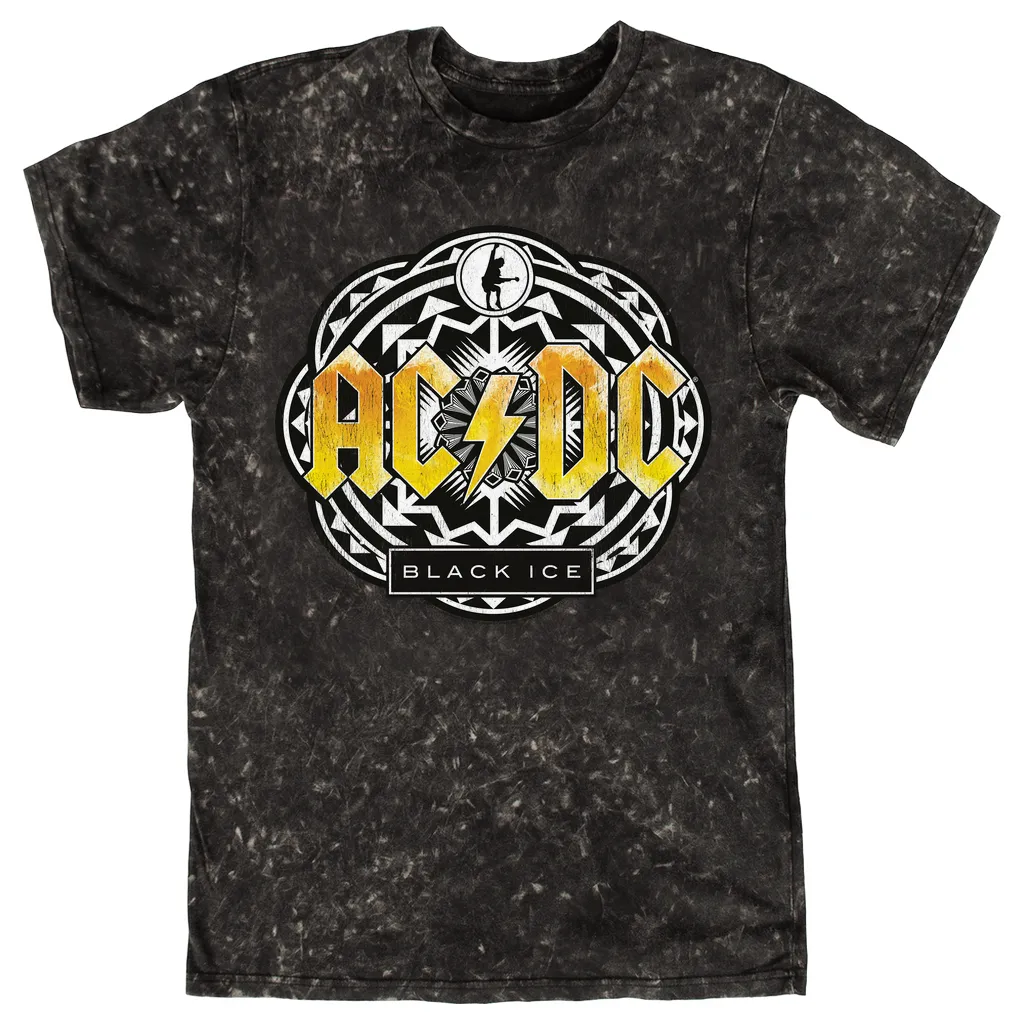T-shirt | Black Ice Tribal Yellow Design Mineral Wash Shirt